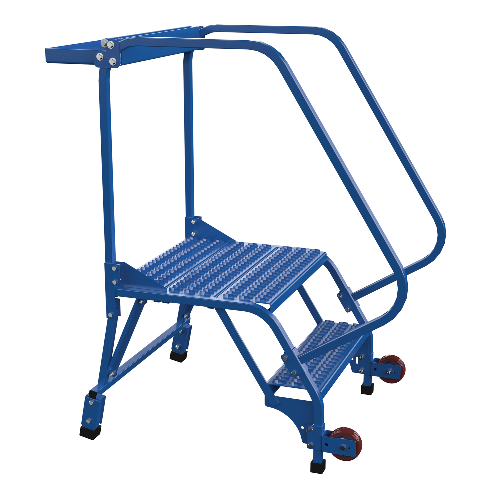 Vestil 2-Step Grip Strut Rolling Ladder - 50in. Height, Steel, Straddle Base, Model# LAD-TRS-60-2-G